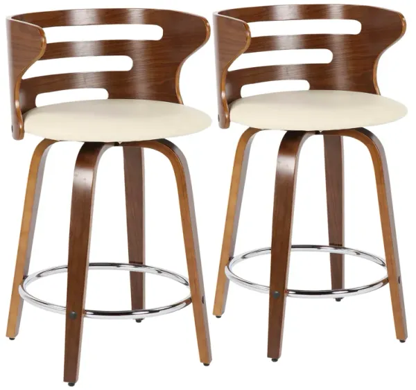 Cosini - Mid Century Modern Fixed Height Counter Stool With Footrest With Swivel (Set of 2)