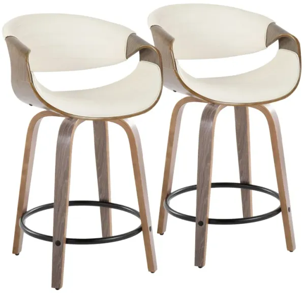 Symphony - Mid Century Modern Fixed Height Counter Stool With Swivel And Round Footrest (Set of 2)