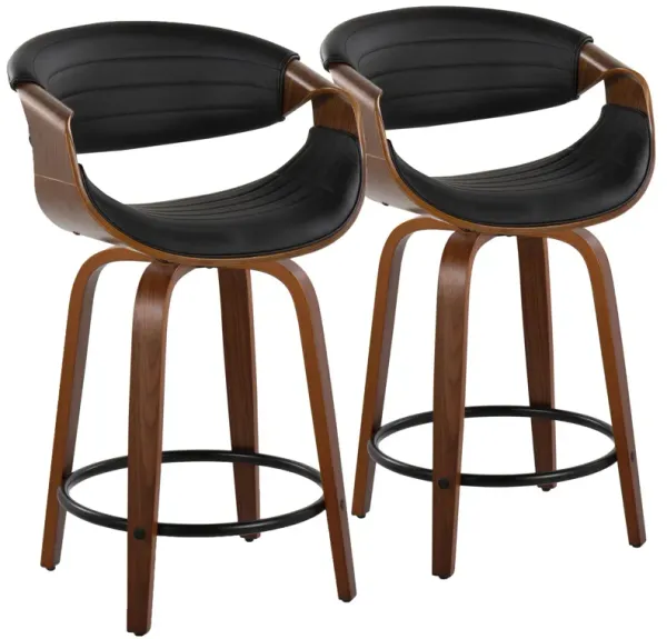 Symphony - Mid Century Modern Fixed Height Counter Stool With Swivel With Round Footrest (Set of 2)