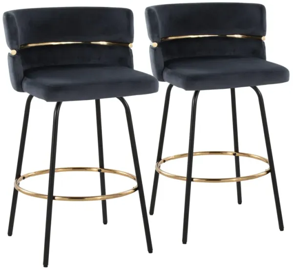 Cinch - Contemporary Fixed Height Counter Stool With Swivel & Round Footrest (Set of 2)