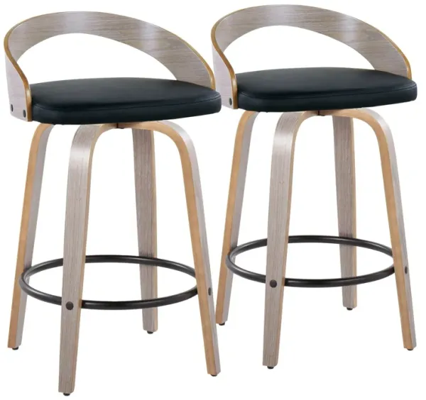 Grotto - Mid Century Modern Fixed Height Counter Stool With Swivel With Round Footrest (Set of 2)