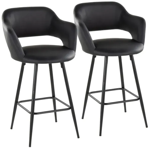 Margarite - Contemporary Fixed Height Counter Stool With Square Footrest (Set of 2)