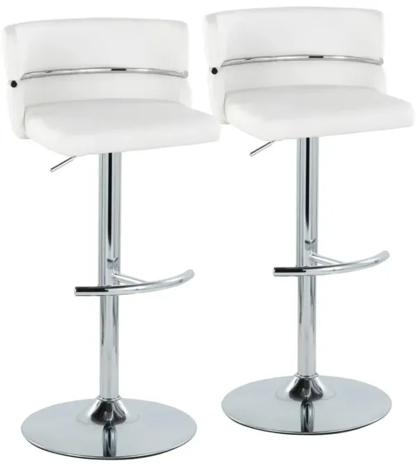 Cinch - Contemporary Adjustable Barstool With Swivel With Rounded T Footrest (Set of 2) - Chrome / White
