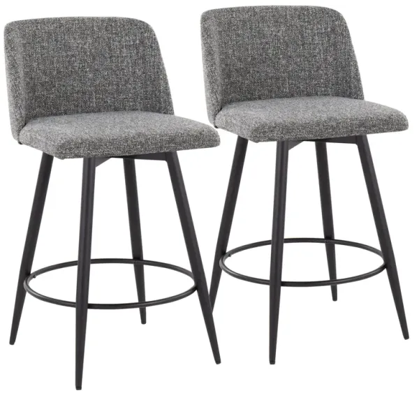 Toriano - Contemporary Fixed-Height, Counter Stool With Swivel With Round Footrest (Set of 2)