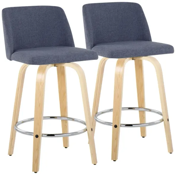Toriano - Contemporary Fixed-Height Counter Stool With Swivel And Round Footrest (Set of 2)