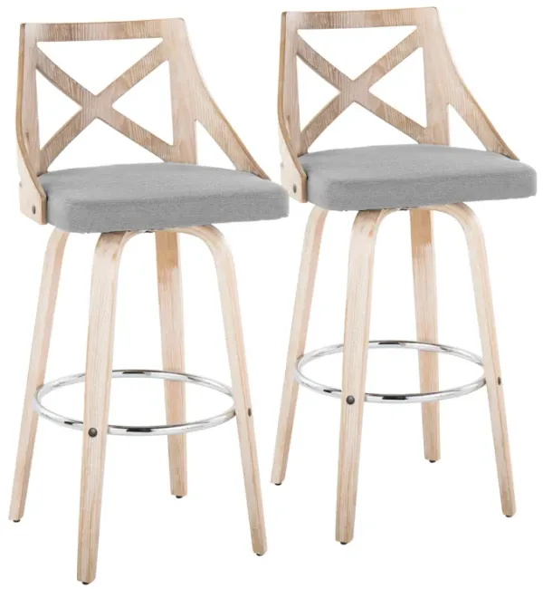 Charlotte - Farmhouse Fixed Height Bar Stool With Swivel And Round Footrest (Set of 2)