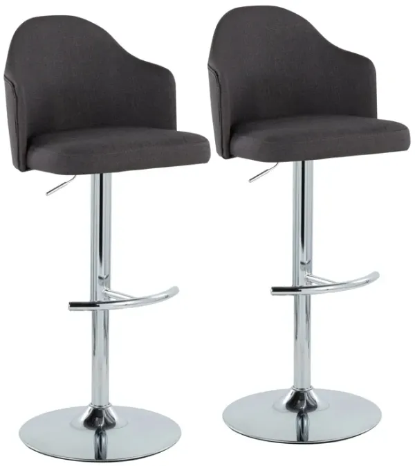 Ahoy - Contemporary Adjustable Barstool With Swivel With Rounded T Footrest (Set of 2)