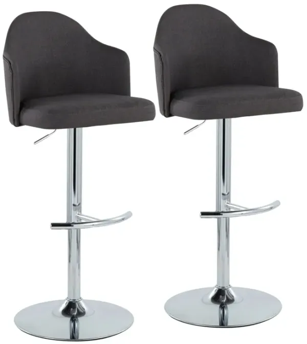 Ahoy - Contemporary Adjustable Barstool With Swivel With Rounded T Footrest (Set of 2)