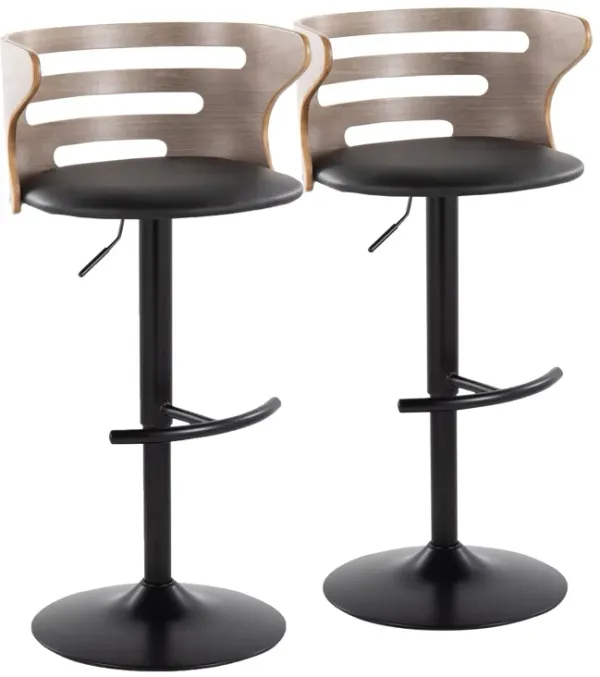 Cosi - Mid Century Modern Adjustable Barstool, Swivel With Rounded T Footrest (Set of 2)