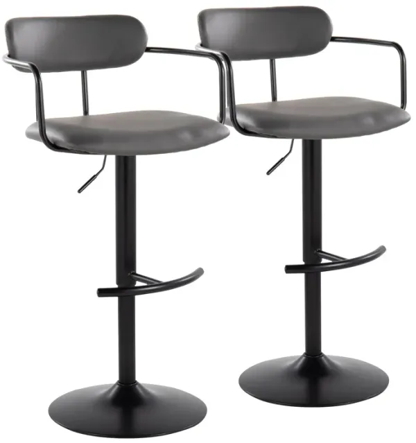 Demi - Contemporary Adjustable Height Barstool With Swivel With Rounded T Footrest (Set of 2)