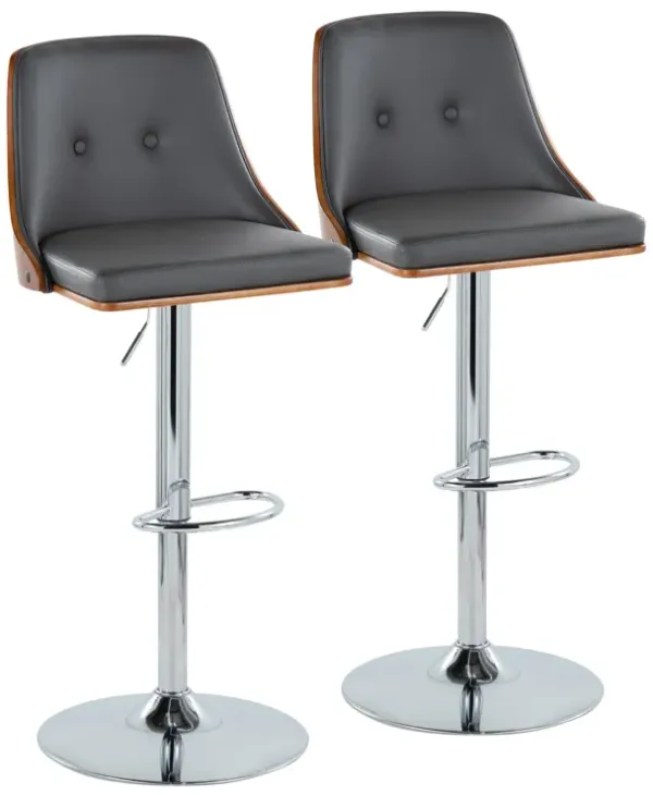 Gianna - Mid Century Modern Adjustable Barstool With Swivel With Oval Footrest (Set of 2)