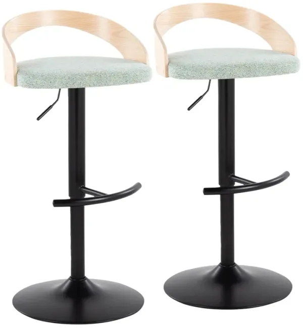 Grotto - Contemporary Adjustable Barstool With Swivel & Rounded T Footrest (Set of 2)