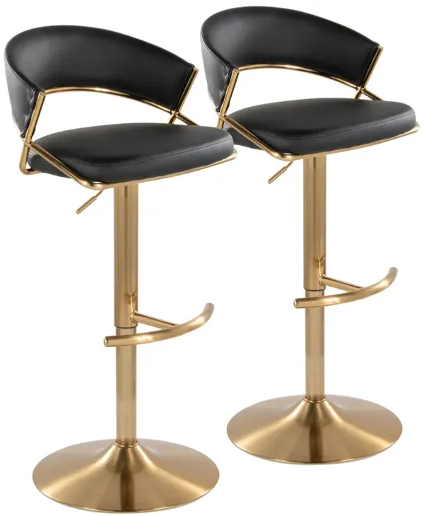 Jie - Contemporary Adjustable Barstool With Swivel With Rounded T Footrest (Set of 2)