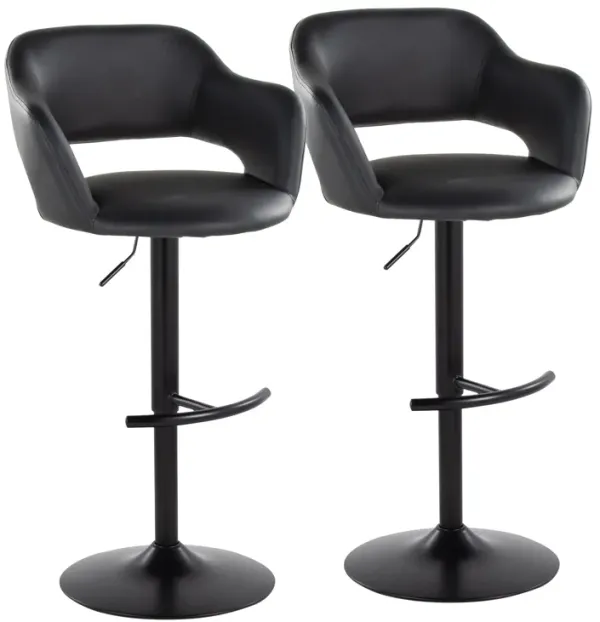 Margarite - Contemporary Adjustable Barstool With Swivel With Rounded T Footrest (Set of 2)