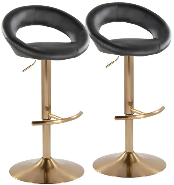 Posh - Contemporary / Glam Adjustable Barstool With Swivel With Rounded T Footrest (Set of 2)