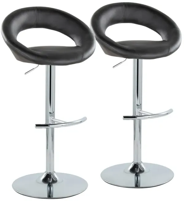 Posh - Contemporary Adjustable Barstool With Swivel With Rounded T Footrest (Set of 2)