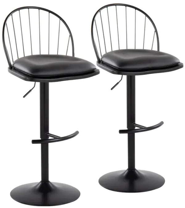 Riley - Farmhouse Adjustable Height Barstool With Swivel With Rounded T Footrest (Set of 2)
