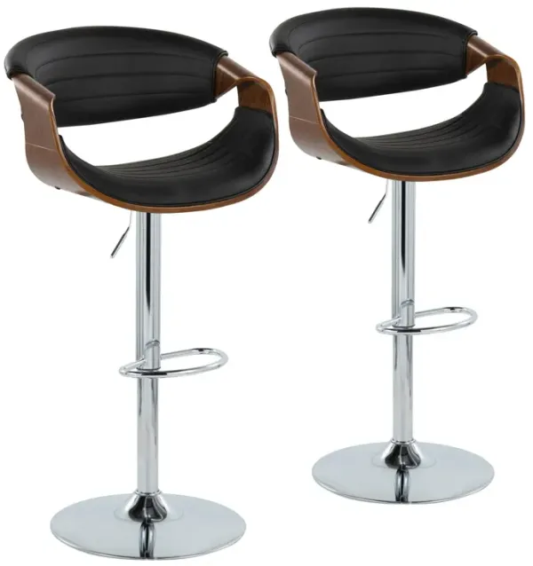 Symphony - Mid Century Modern Adjustable Barstool With Swivel With Oval Footrest (Set of 2)
