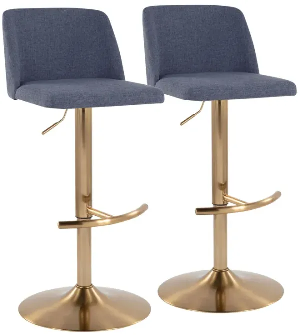 Toriano - Contemporary Adjustable Barstool With Swivel With Rounded T Footrest (Set of 2)