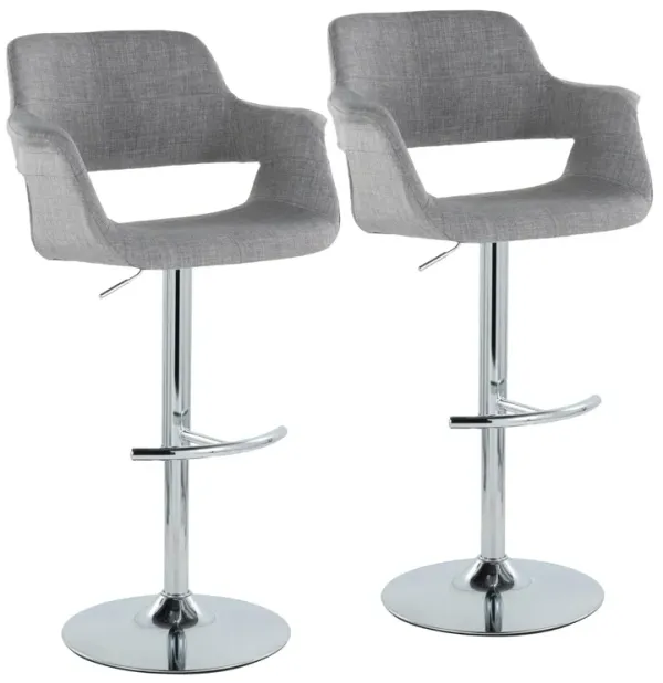 Vintage Flair - Mid Century Modern Adjustable Barstool With Swivel With Rounded T Footrest (Set of 2)