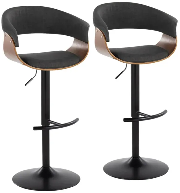 Vintage Mod - Mid Century Modern Adjustable Height Barstool With Swivel & Rounded T Footrest (Set of 2)