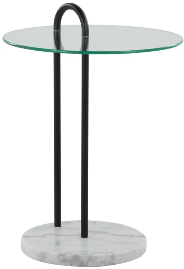 Claire - Contemporary / Glam Side Table - Black / Clear