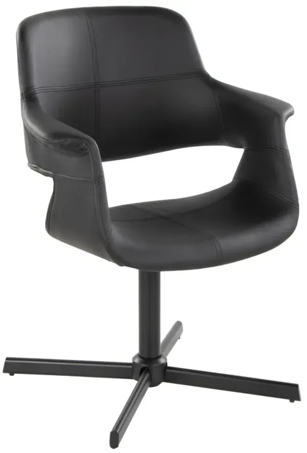 Vintage Flair - Mid-Century Modern Swivel Chair With X - Pedestal - Black