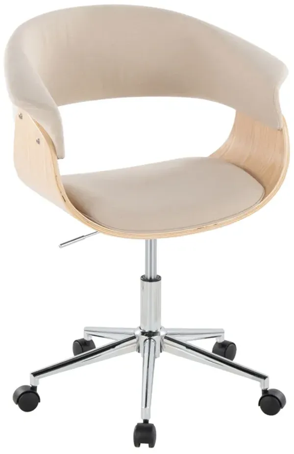 Vintage Mod - Mid-Century Modern Office Chair - Chrome / Natural / Cream