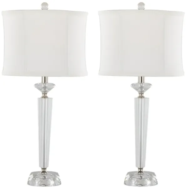 Diamond - Torch Contemporary Crystal Table Lamp (Set of 2) - Clear / Off White / Polished Nickel
