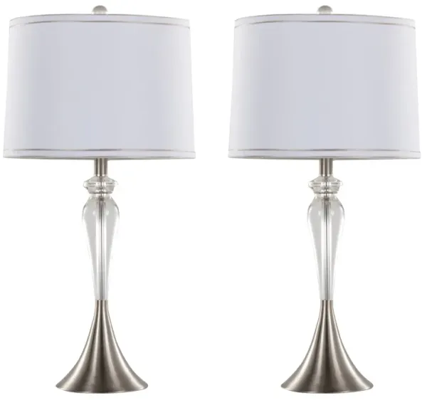 Ashland - Contemporary Crystal Table Lamp (Set of 2) - Clear Crystal / Nickel / White