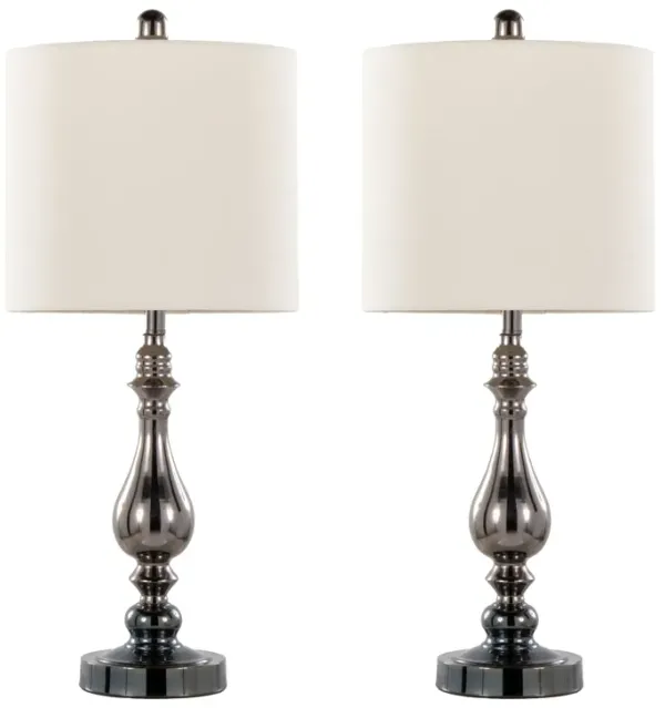 Montgomery - Contemporary Table Lamp Built In USB Port (Set of 2) - Gun / White