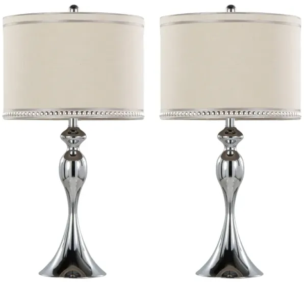 Ashland - Contemporary Table Lamp With Trim (Set of 2) - Polished Chrome / Cream