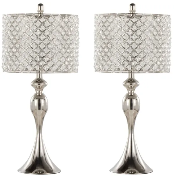 Ashland - Contemporary Table Lamp Square Clear Crystal (Set of 2) - Polished Nickel
