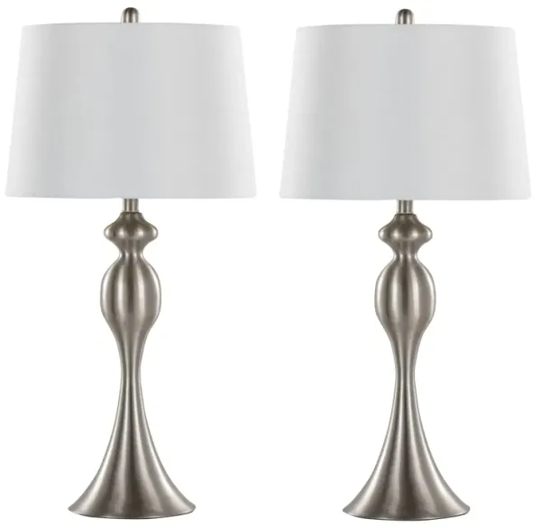 Ashland - Contemporary Table Lamp (Set of 2) - Nickel / White
