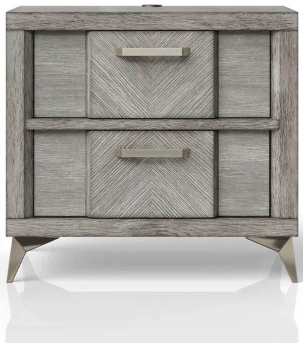 2 Drawer Night Bookmatched Veneers - Gray