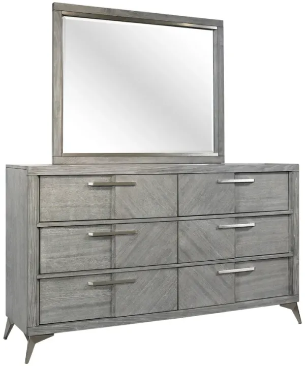 6 Drawer Dresser Book Matched Veneers - Gray