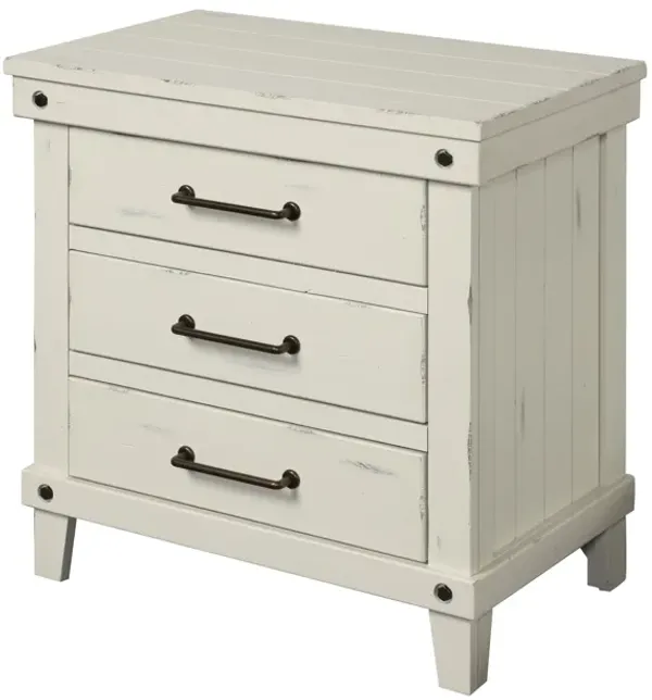3 Drawer Elegant Nightstand - White
