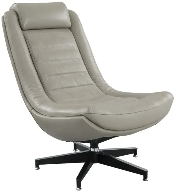 Piran - Top Grain Leather Accent Chair With Swivel - Twilight