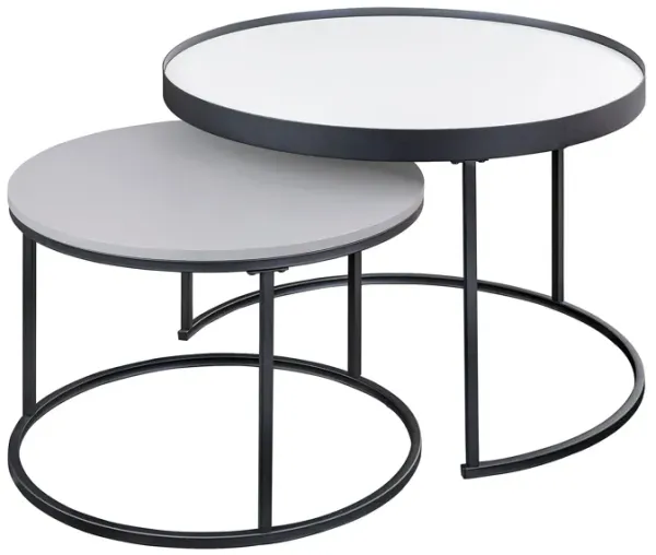 Contemporary Gallery Top Round Nesting Coffee Table Set