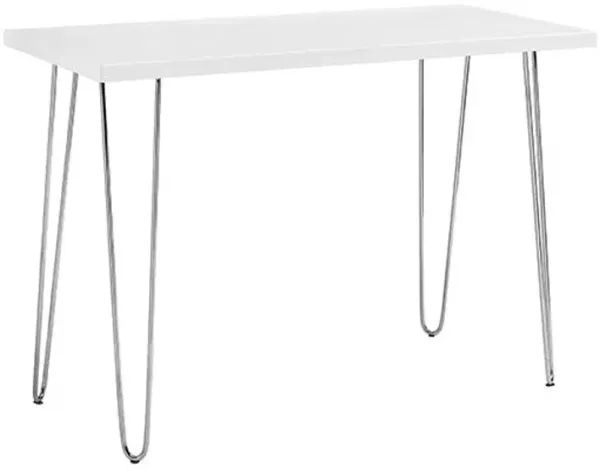 Mid-Century Modern Hairpin Leg Computer Desk - White