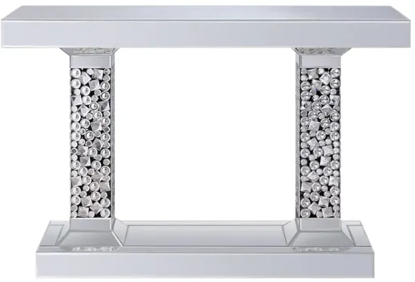 Lachina - Glam Mirrored Faux Gems Console Table - Silver