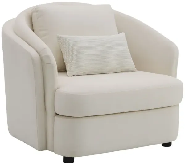 Mariko - Linen Chair With 1 Toss Pillow - Beige