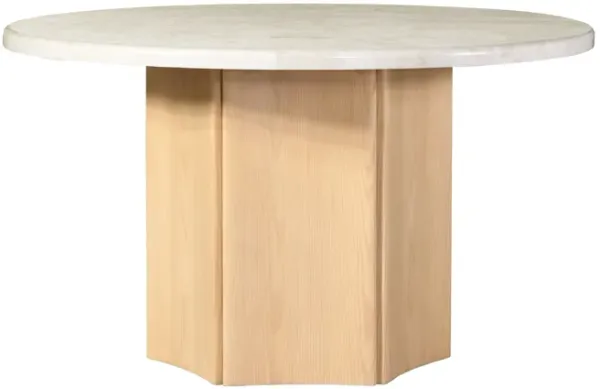 Qwin - Marble Top Round Dining Table - Natural