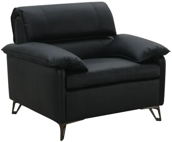 Eilene - Top Grain Leather Chair - Black
