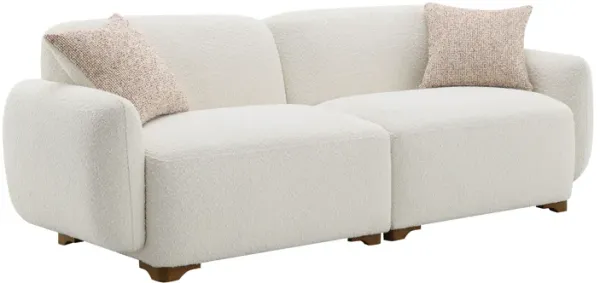 Darius - Boucle Sofa With 2 Toss Pillows - Beige
