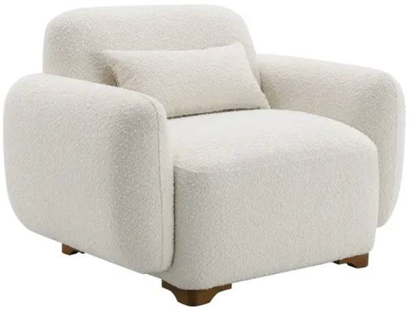 Darius - Boucle Accent Chair With 1 Toss Pillow - Beige