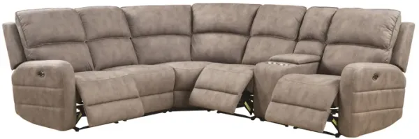 Olwen - Nubuck Power Recliner Sectional Sofa With USB Port - Mocha