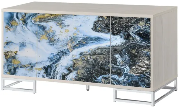 Liam - Marble Paint Console Cabinet - Multi
