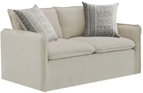 Upendo - Pattern Linen Sofa With 2 Toss Pillows - Beige