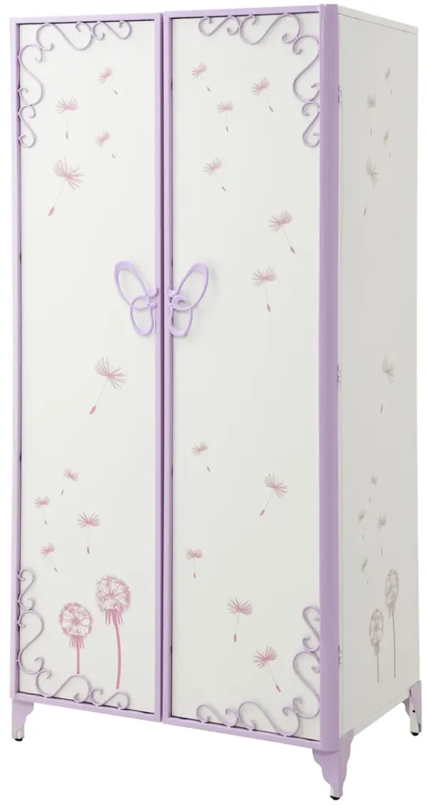 Priya II - Synthetic Leather Purple Wardrobe - Purple / White